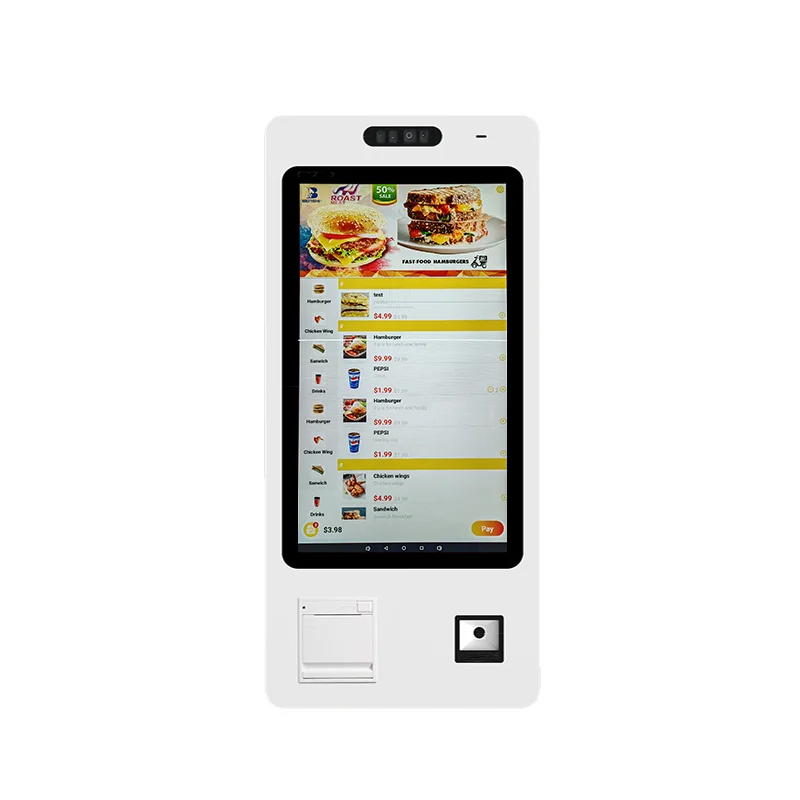 21.5/24/32 inch self ordering kiosk with software in restaurant