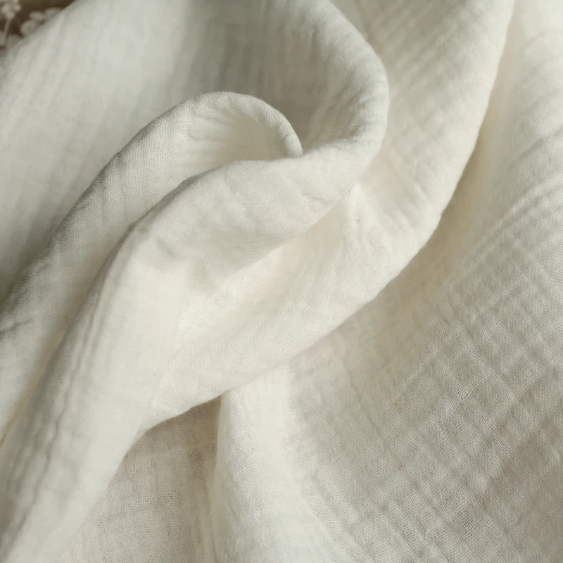 
135cm High Quality Soft Double Crepe gauze printed solid color Texture Cotton seersucker Fabric, Make Shirt, Underwear Cloth 