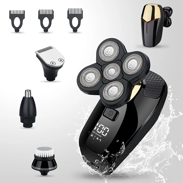 Электробритва HONTEC для мужчин, перезаряжаемая Мужская бритва с Лысой, с кусачками и триммером для носа в комплекте