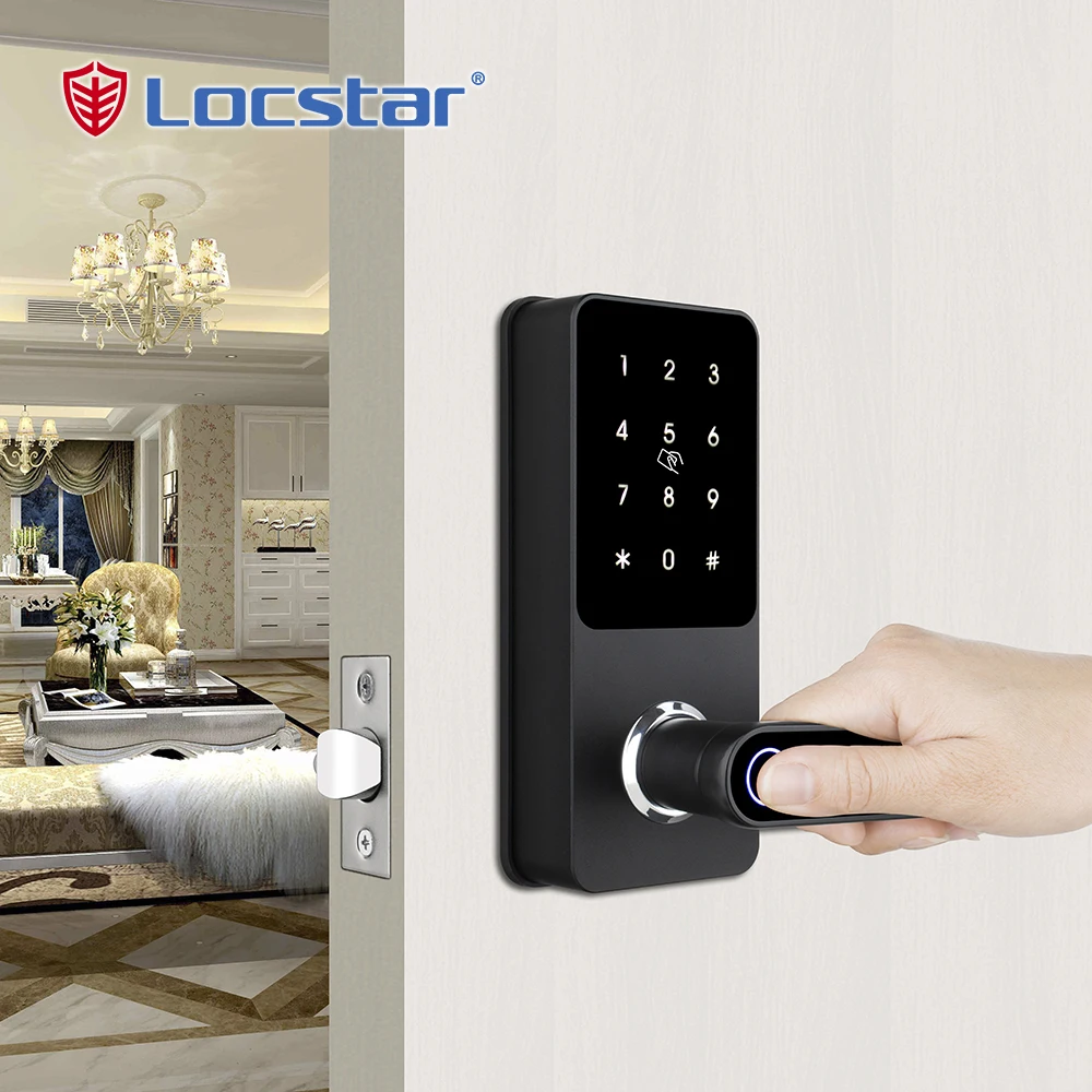 Locstar Tuya Hardware Key Fingerprint Wifi Biometric Shenzhen Home Cylinder European Rim Ttlock Bedroom Smart Door Lock