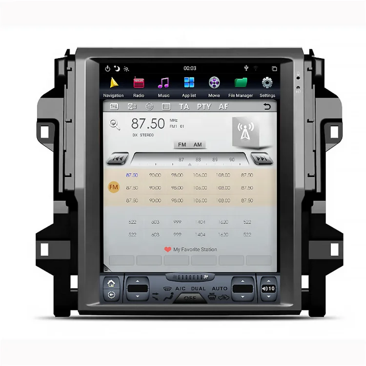 12.1 inch Tesla Style Vertical Screen Android 9.0 PX6 Car Video Car Radio GPS Navigation System for Toyota Fortuner 2016-2018