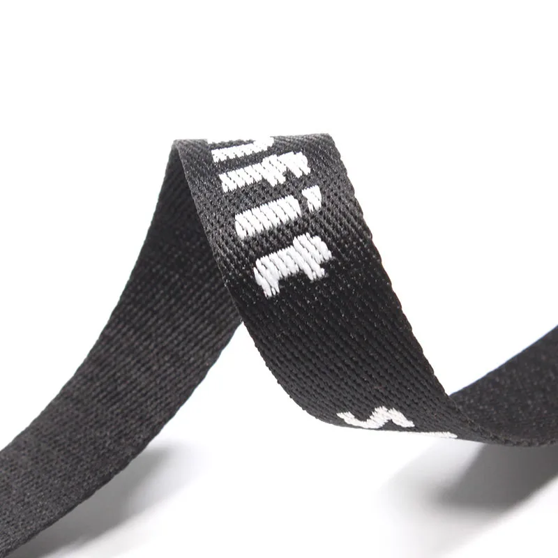 Custom woven emboss knit jacquard pattern logo recycled thick nylon belt tape webbing strap