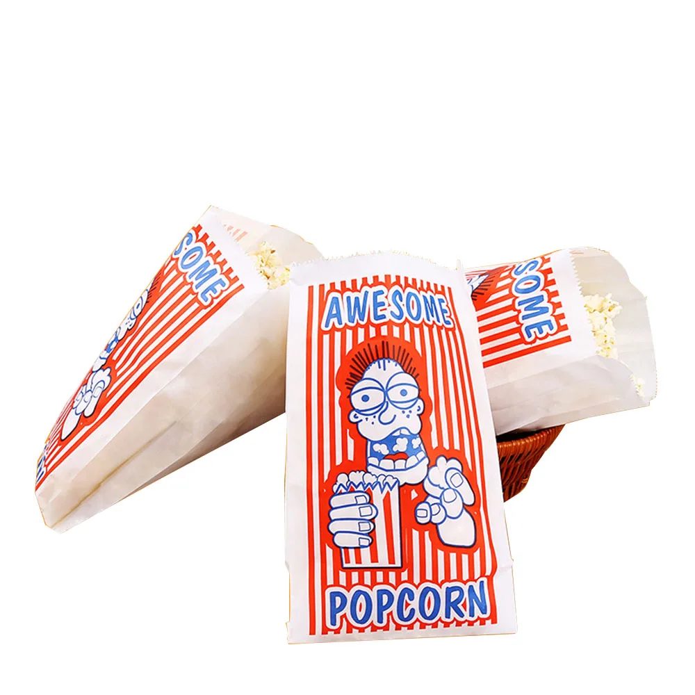 Eco friendly custom printing popcorn oil proof kraft paper bag wholesale french fries high and low mouth paper bag