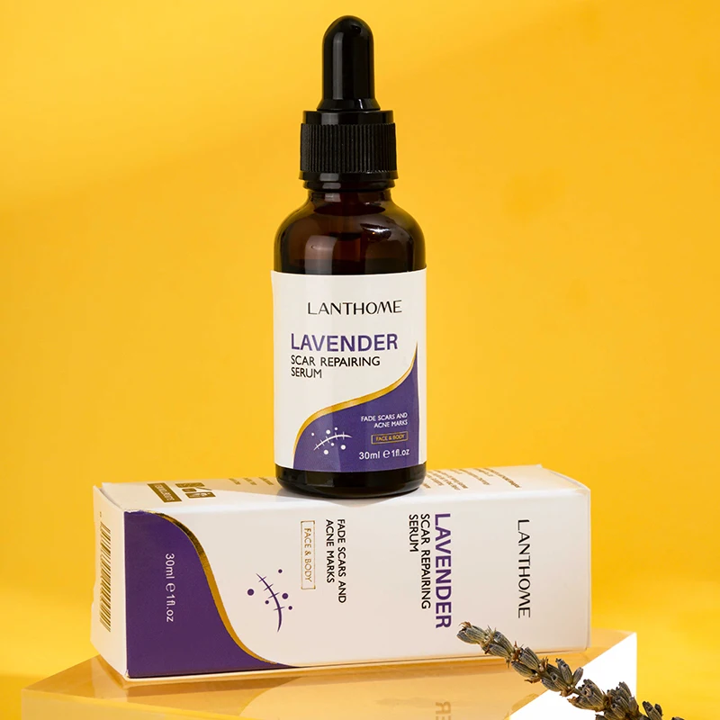 Private label pure vegan organic nourishing moisturizing whitening anti-acne fade scars skin care scar repairing lavender serum