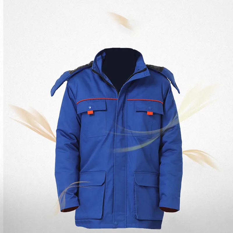 Thicken Winter Work Clothes Men Lively Cotton-Padded Jacket Cold-Proof  Labor Insurance With Removable Inner Liner