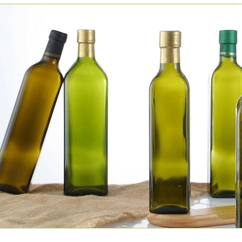 Customized Label Bulk Food Grade Round Or Square Design Glass Olive Oil Bottle  Marasca Cooking Olive Oil Glass Bottles