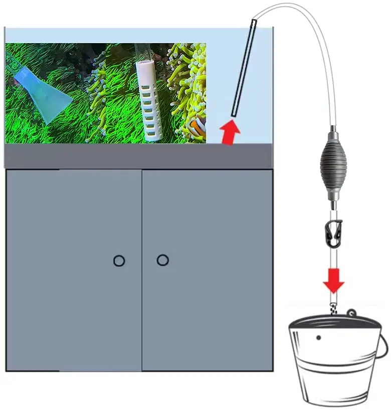 10 Gallon Fish Tank Cleaner and Aquarium Water Changer Siphon with a Thinner Water Tubing for Cleaning Small Fish Tanks