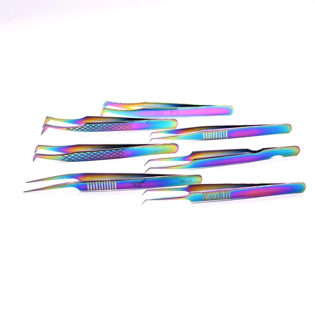 100% Stainless Steel Tools Professional high quality Multicolor Isolation Russian volume Tweezers