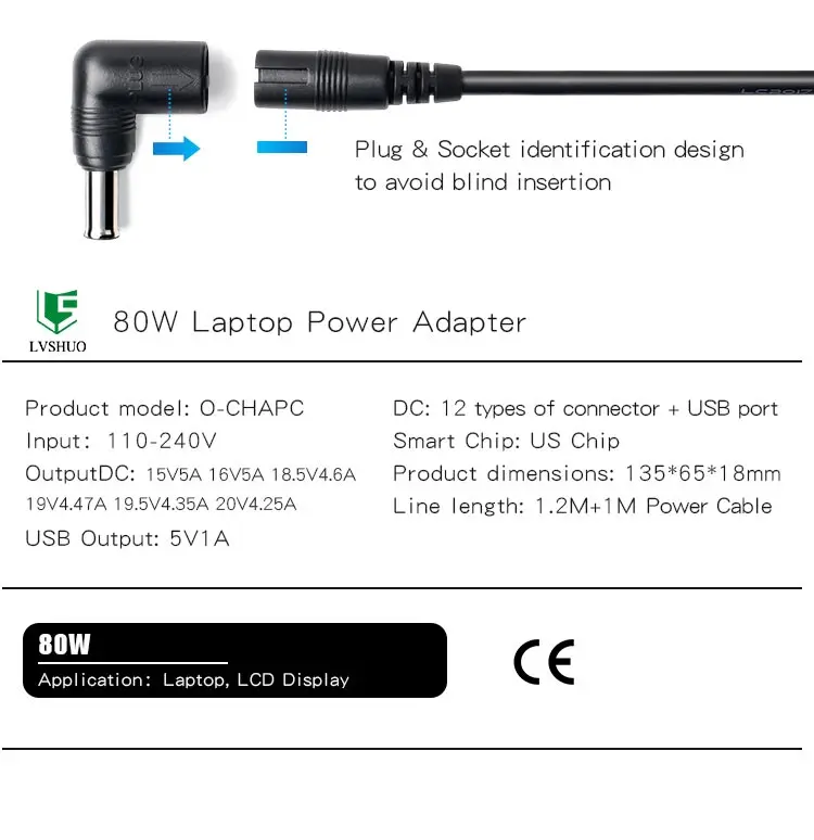 Laptop Accessories 90w Ac Universal Laptop Charger Power Adapter for Laptop with 12 tips and 5V 1A USB Port for Mobile Phone