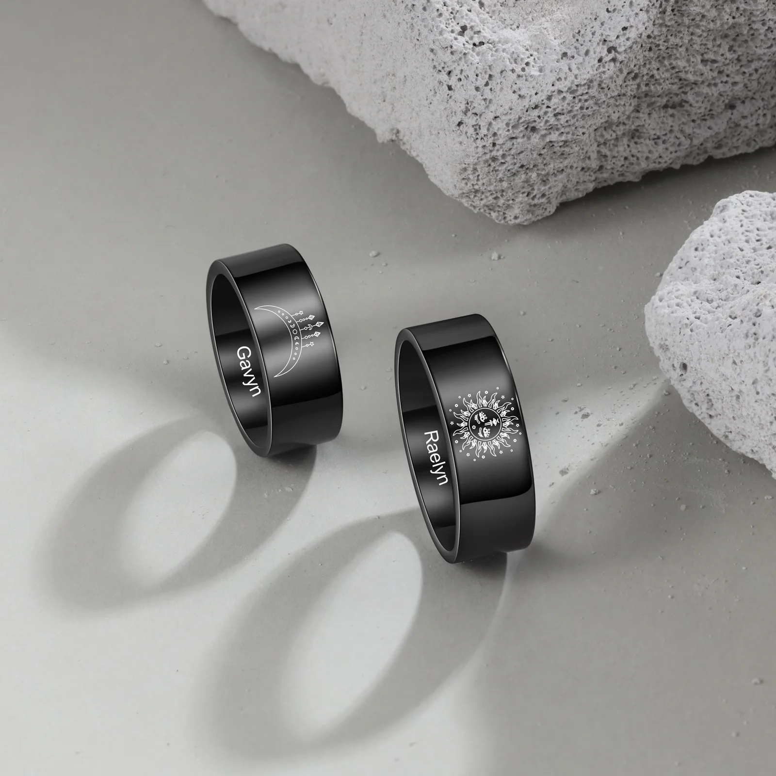 Wholesale Supplier Custom Sun and Moon Finger Ring Stainless Steel Wedding Couple Rings