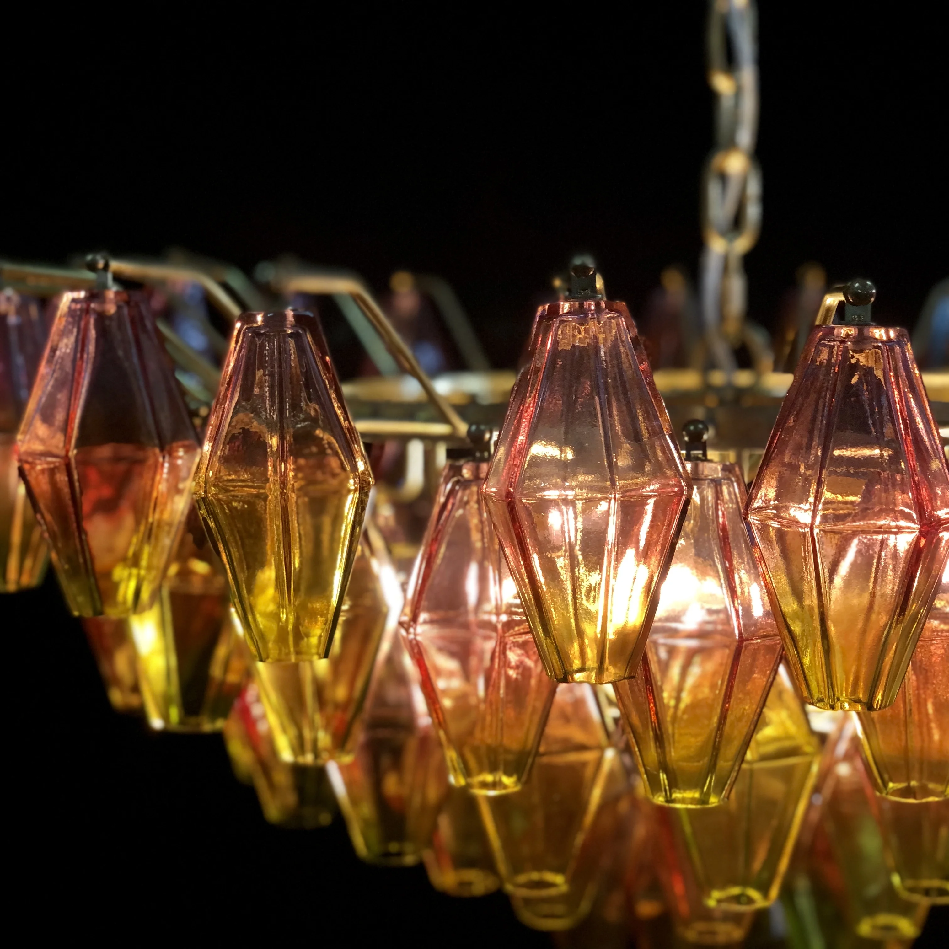 Art Nouveau Handmade Vintage Venini Murano Glass Chandelier Pendants Light Gold Metal frame For Dinning Home decor