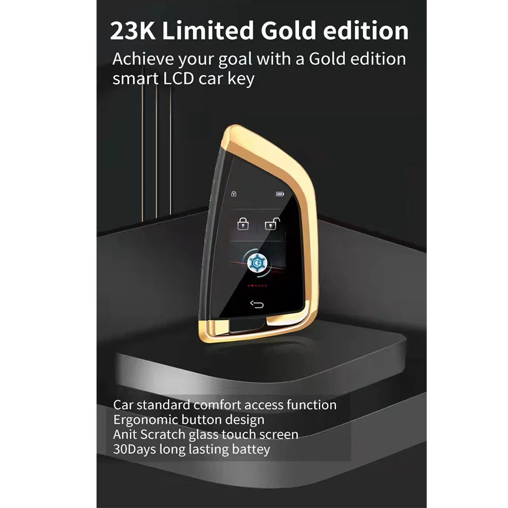 Gold-plated casing Blade Key Style CF568 Smart LCD Key Universal Car Key for All Cars with  Start Button for Keyless Entry