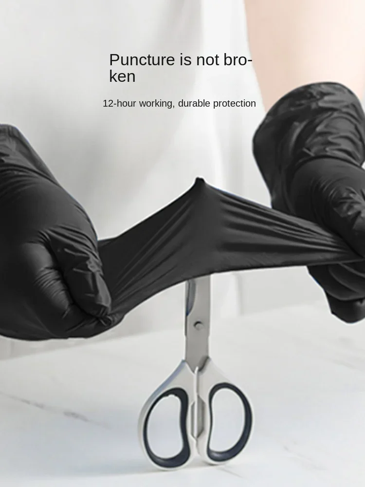 Household gloves auto repair oil-proof thickening rubber non-slip oil-resistant disposable Black Nitrile Gloves