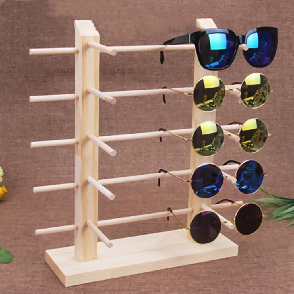 wood eyewear eye glasses wall mounted display rack eyeglasses sunglasses display stand for glasses store