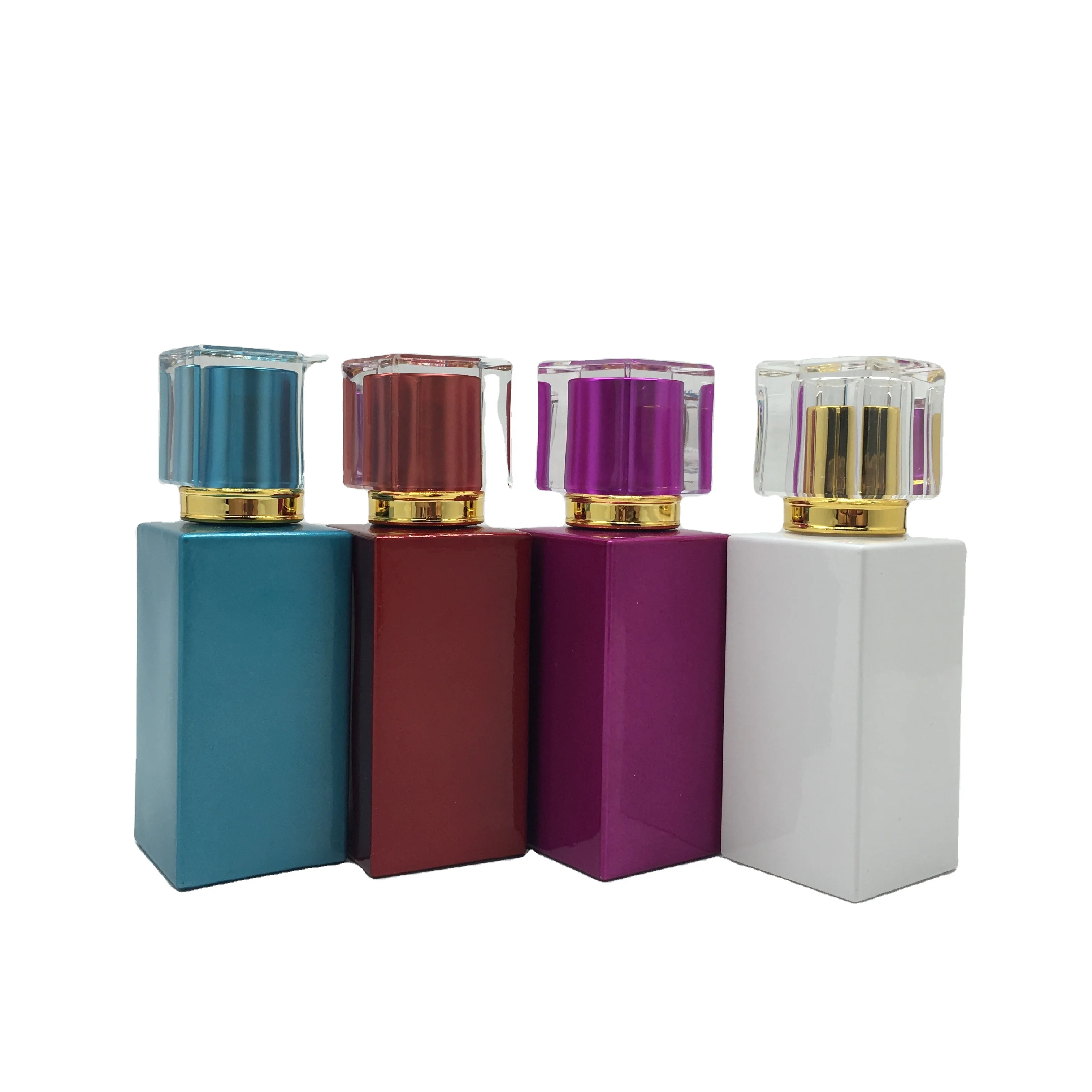 luxury perfume 20ml 30ml 50ml square refillable glass perfume spray bottle