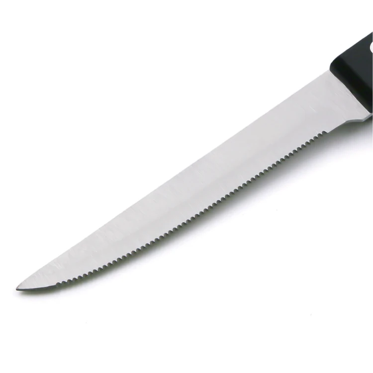 Serrated Steak Knife with Black PP Handle Table Knife Stainless Steel Hot Sale 4.5 Inch Metal Sustainable Steak Knives 8 Set