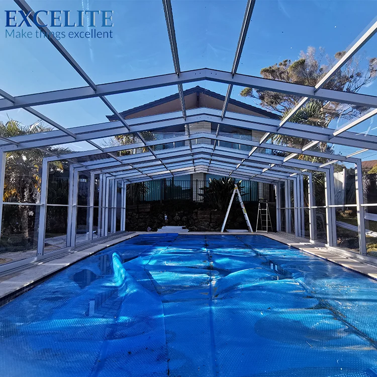 Wholesale Customized Swimming Pool Cover Solid Pool Cage High Profile Telescopic Pool Enclosure