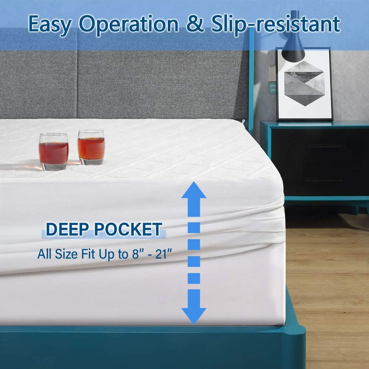 
Queen Size Bamboo Mattress Protector 100% Waterproof Mattress Pad Cover 