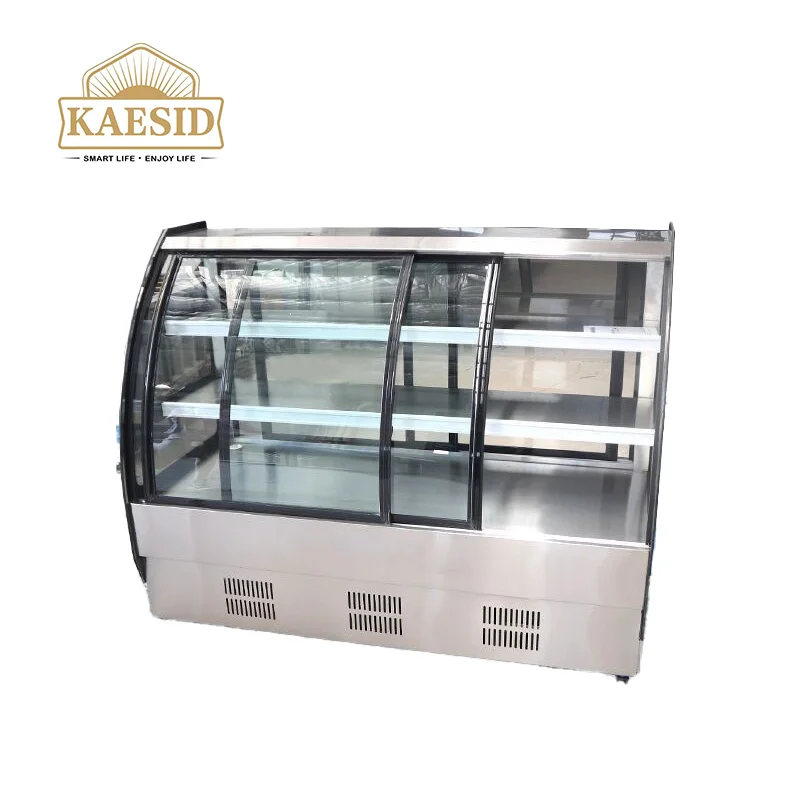 Bakery displays refrigerated cakes with high quality glass display refrigerator