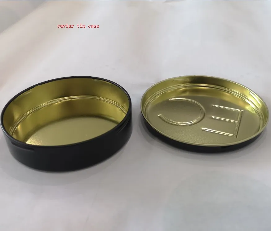 round tin case for caviar package