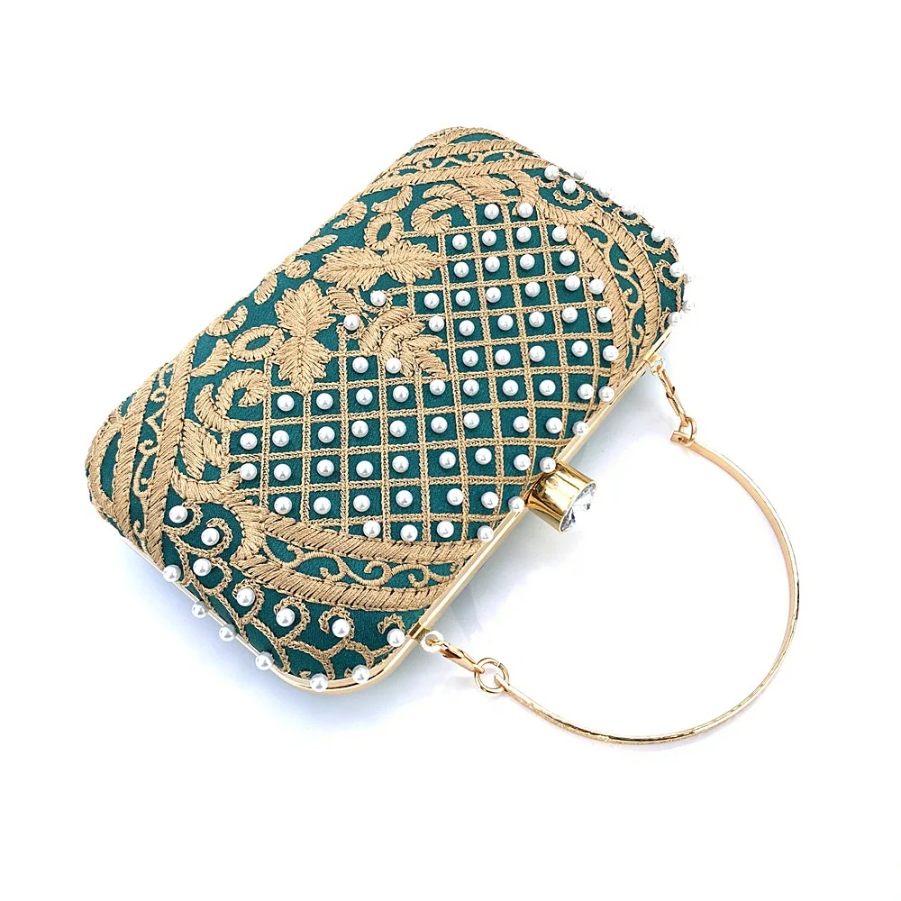 2023 New Handmade Beaded Banquet Bag Crossbody Chain Clutch Retro Embroidery Evening Handbag For Ladies