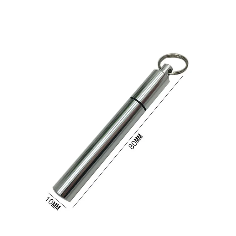 Waterproof Pill Holder with Keychain Aluminum alloy  Pill Case Custom Tablet Container toothpick keychain