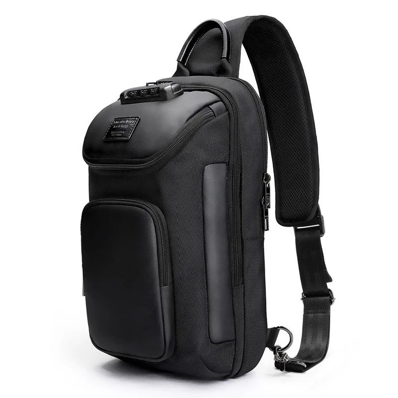 2024 New Fashion High-Capacity Waterproof Pu Leather Oxford Business Handbag Messenger Crossbody  Chest Bag With Password Lock