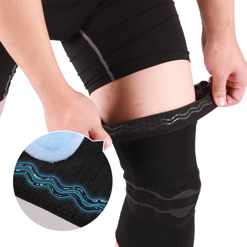 KS-2173#Compression Knee Sleeve Knee Support with Side Stabilizers and Patella Gel Pads for sports