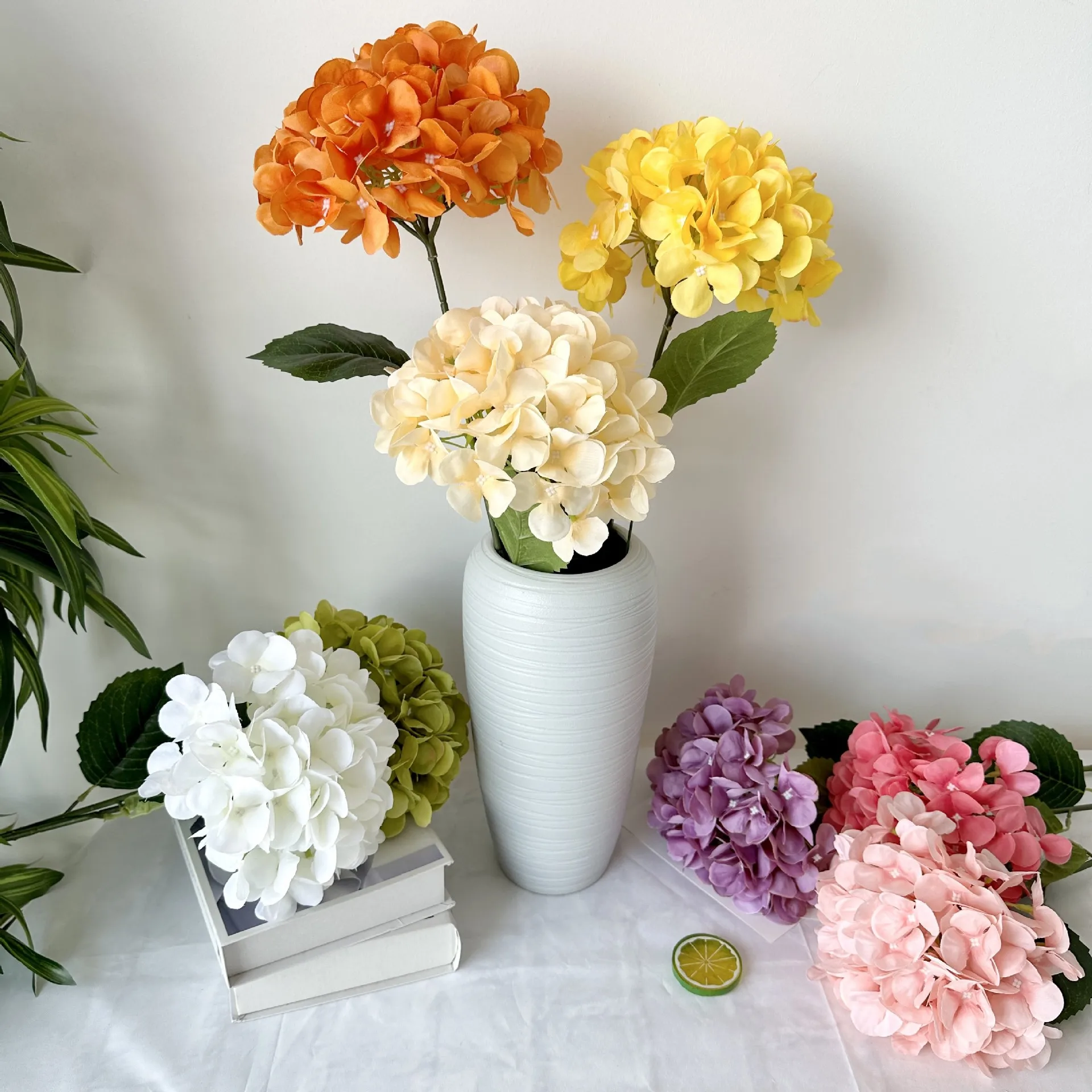 High Quality Artificial Silk Flower Simulate Single Hydrangea Wedding Flower Decorative Faux Silk Flower Decoration