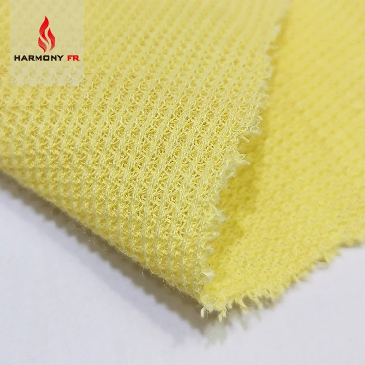 NFPA2112 6.8oz Inherent Anti-Slip Yellow Aramid1414 Flame Resistant 100% Para Aramid Waffle Fabric