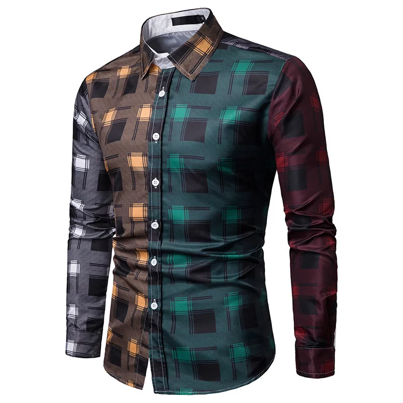 Latest Stylish Mens patchwork  Shirt striped custom  Men Shirt