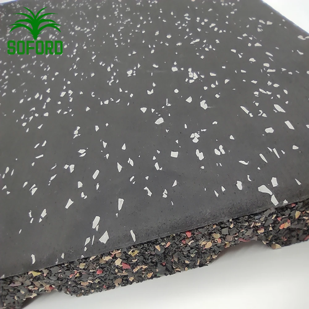 20mm Recycled Gym Rubber Floor Mat Environmental Friendly EPDM Fleck Rubber Floor Tiles for Gym Rubber Mat
