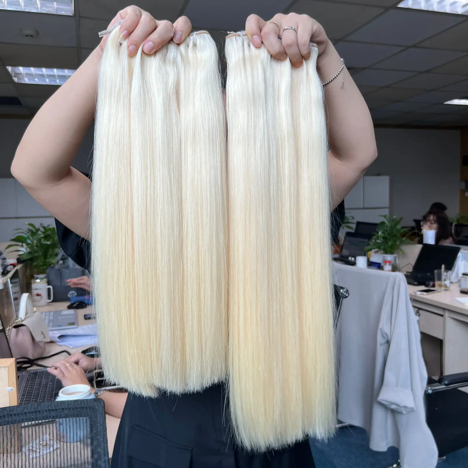 Weft Hair Extensions Extension 100% Human Colored Platinum Max Vietnamese Hair Straight Hair Super Double Drawn