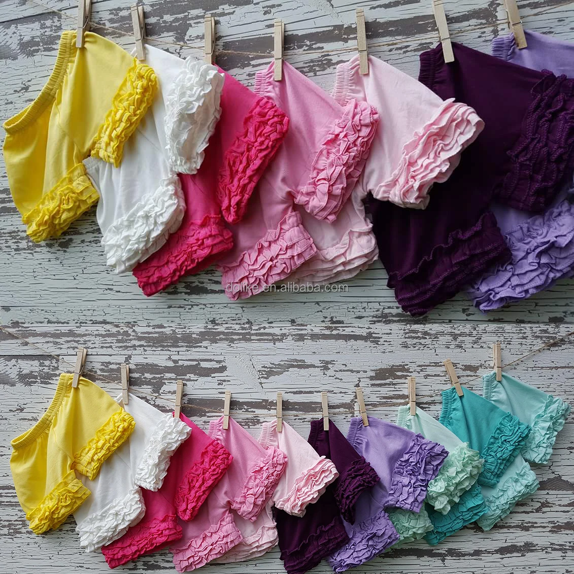 Cotton baby shorties children clothes hot sale girls triple bell ruffle shorts wholesale