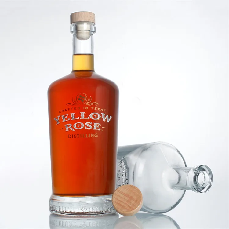 Wholesale 700ml 750ml Fancy Clear Glass Bottles Custom LOGO Label Prime Liquor Bottle Vodka