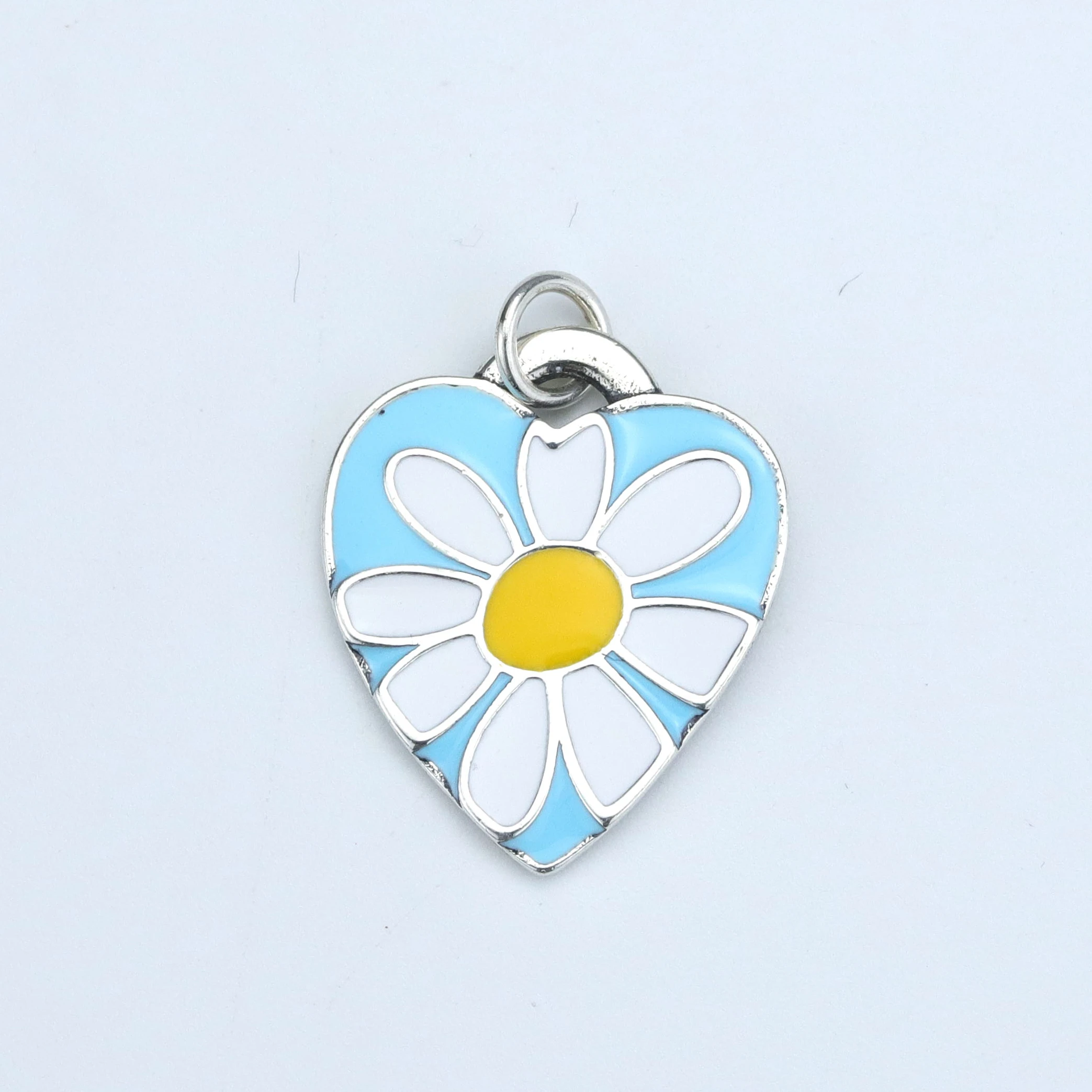 S925 Sterling Silver Small Daisy Sunflower Pendant Enamel Daisy Heart Fine Pendants Charms Children Christmas/New Year Perfect