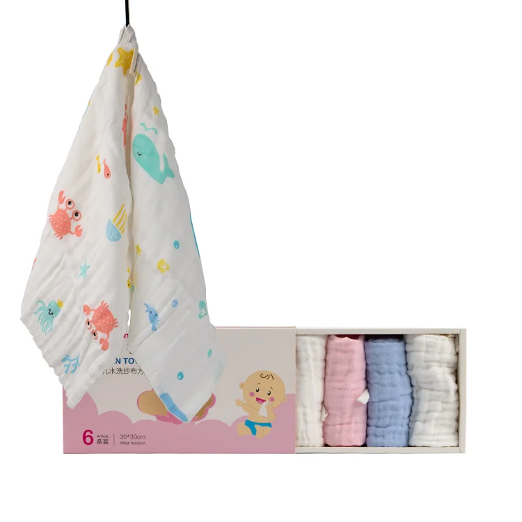 Органический хлопок принадлежности для ванной комнаты с рисунками Новая коллекция из 10 шт. детских детские животные уход за кожей лица марлевые полотенца 100% хлопок