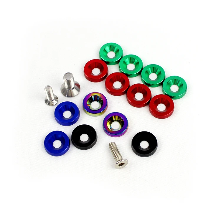 anodized red Aluminum M6 M8 Fender Washer Engine Bay Dress Up Kit for bumpers