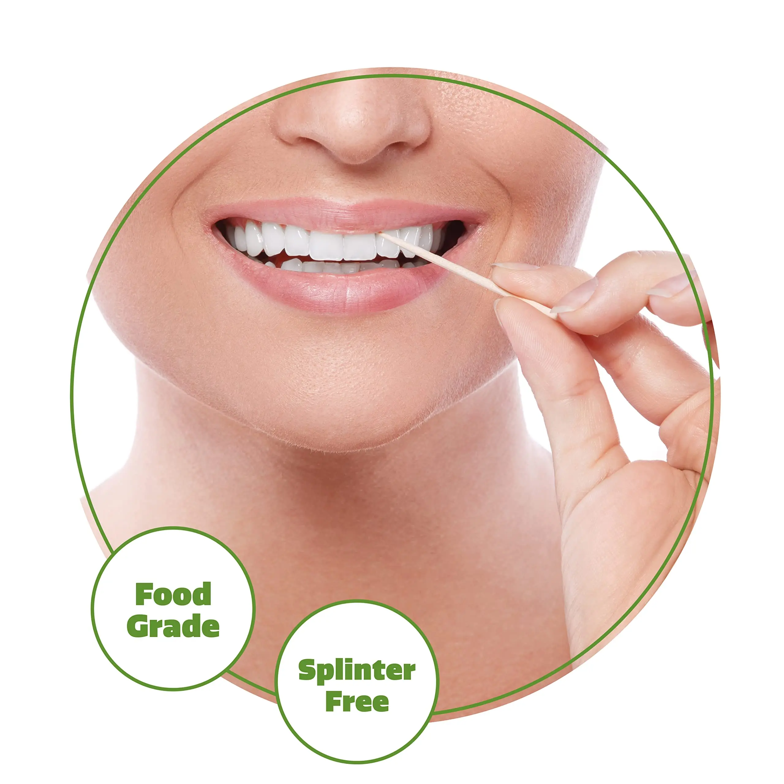 Bamboo Wooden Toothpicks Round, Strong, Splinter-Free for Teeth and Appetizers