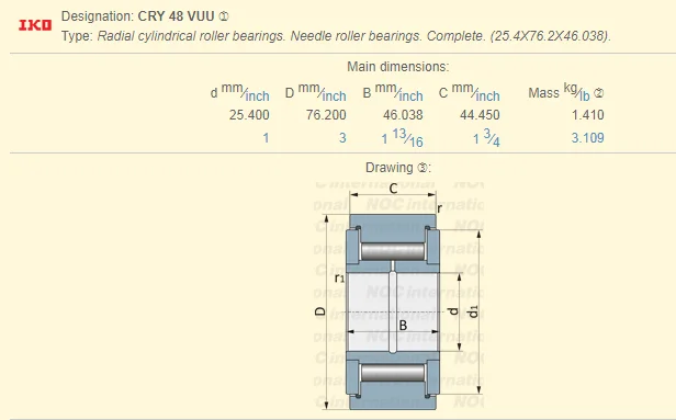 Good Price Japan IKO Roller Follower Bearing CRY48VUU