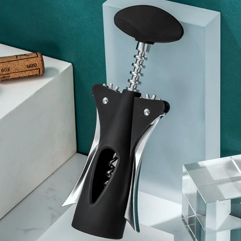 High Quality Zinc Alloy Black Wine Bottle Opener Champagne Bottle Openers Bar Durable Corkscrew