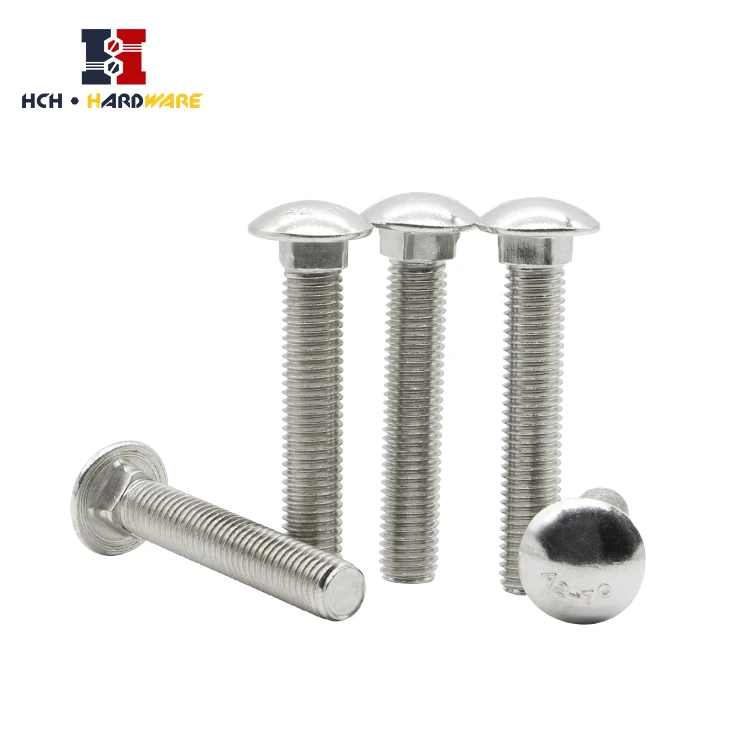 HCH hardware Din603 M4 M5 M6 M8 M10 3/8 1/2 1/4 no slot smooth carriage bolt steel square neck half round head bolts