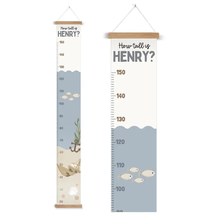 Kids Baby Height Growth Chart Ruler Removable Canvas Wall Hanging Measurement Chart for Home Wall Decoration