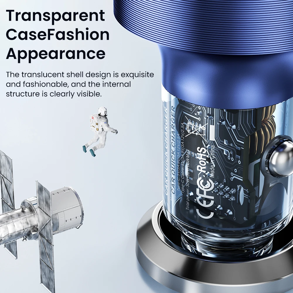 Toocki new PD 60W car charger fast charging Spring Fast Charging Cable multifunction usb c car charger with cable