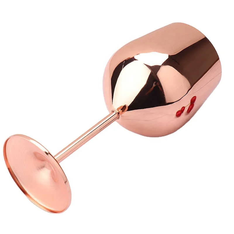 500ml Creative 304 Stainless Steel Single Tier Highball Red Wine Glass Colorful Large Capacity Drum-shaped Drop Resistant Copper