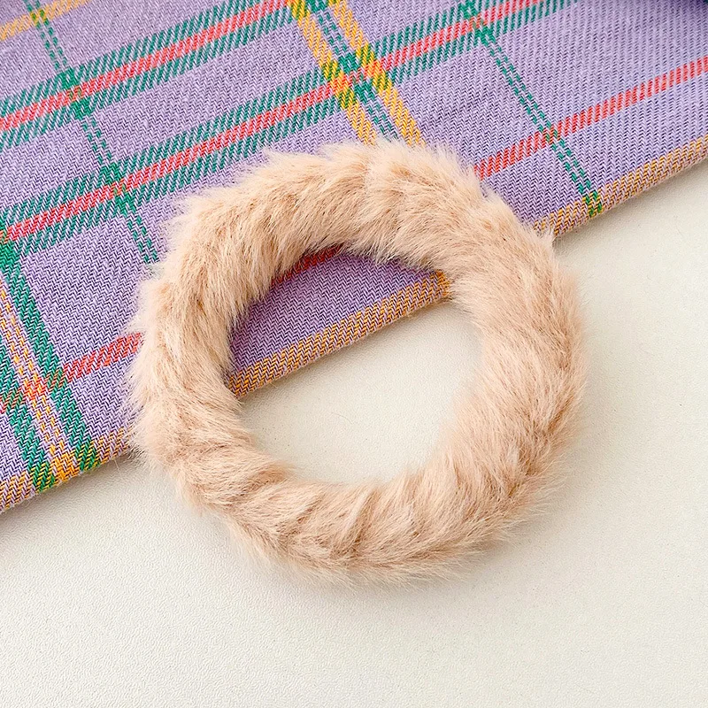Youyan  New Scrunchie Winter Warm Hair Bands Scrunchie Soft Faux Fur Women Girls Elastic Hair fur Headband diademas por mayor