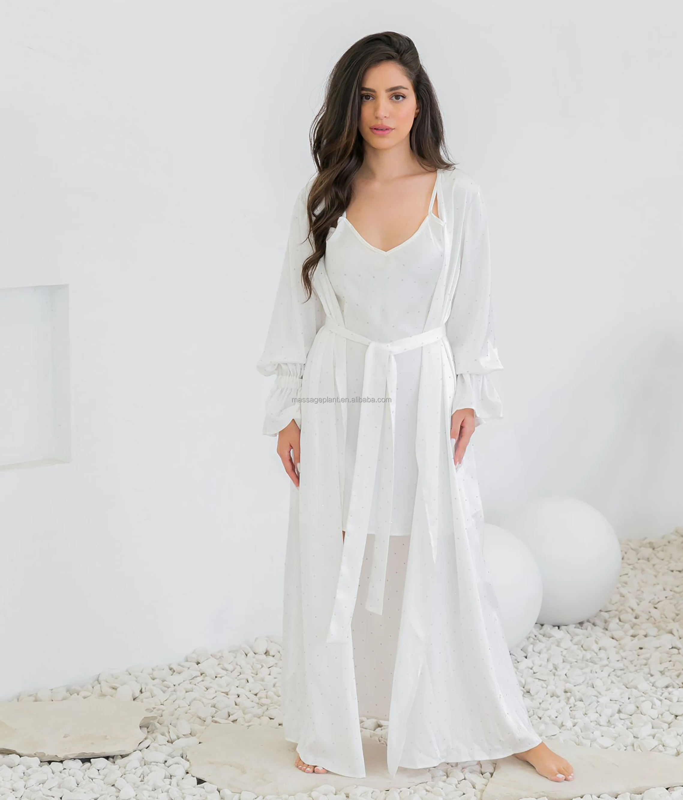 8257 Long Bride Sexy  Robe Lounge Wear Women Summer Bridal Silk Satin Sleepwear Dress Silk Kimono Robes