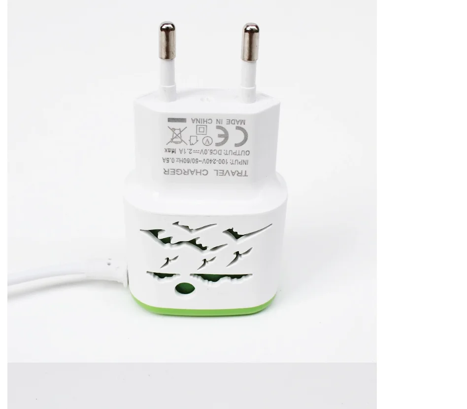 
Customized V8 android mobile phone charger travel adapter with cable LED light EU US 