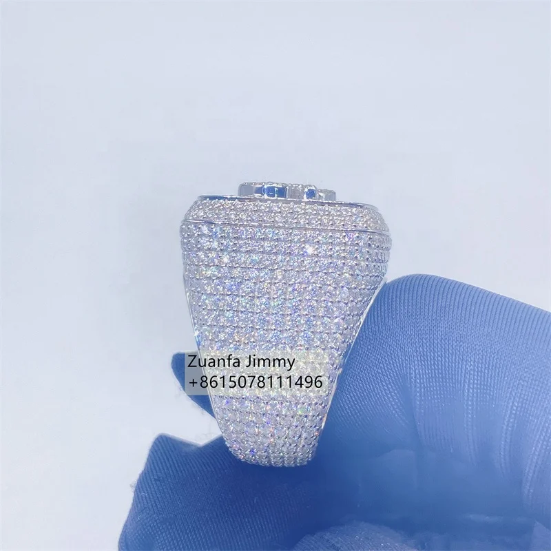 Hip Hop Ring Style Gold Color  Full with Iced Out VVS1 Moissanite Diamond Man  Champion Ring Pinky Ring
