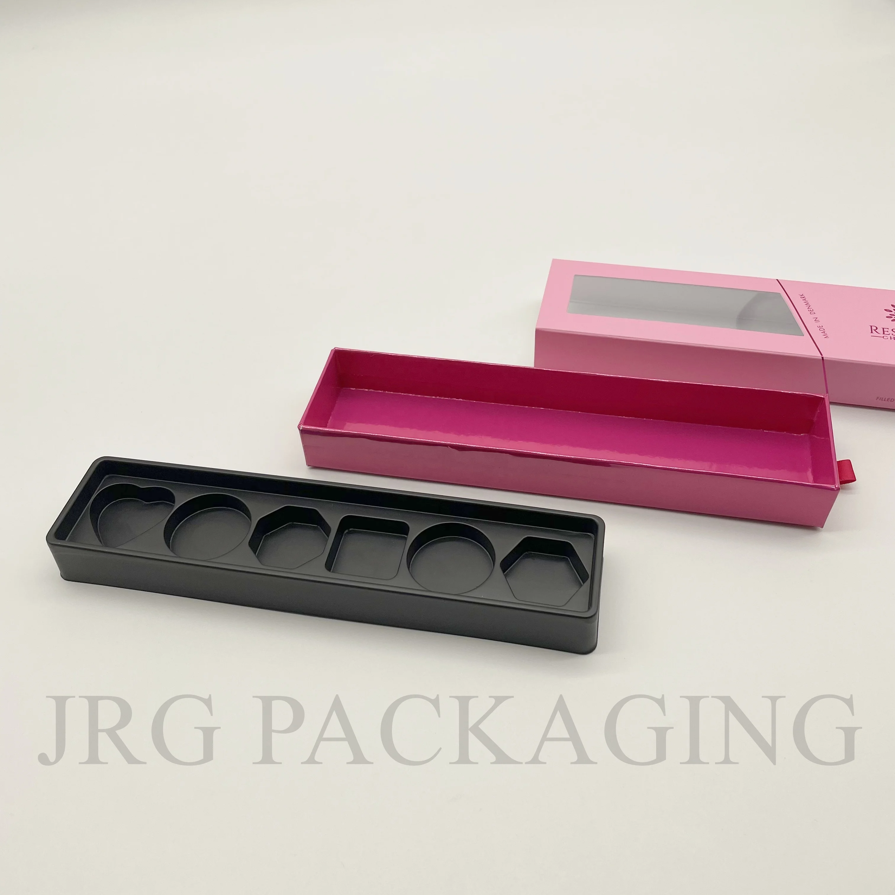 High-quality Rectangle Handmade Chocolate Box Custom Luxury Pink Bonbon Packaging Chocolate Gift Box with PET Tray